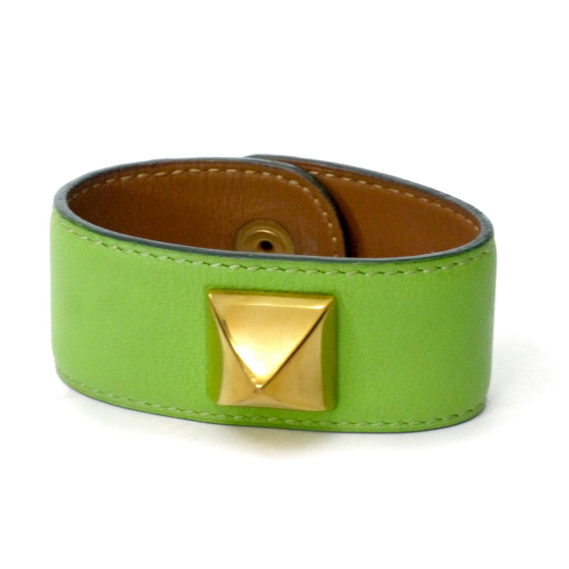 HERMES　メドール レザーブレスレット（ライム）