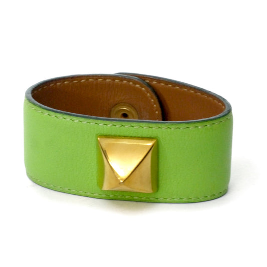 HERMES　メドール レザーブレスレット（ライム）