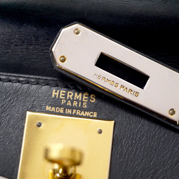 HERMESケリー77s!!28 内縫い ボックスカーフ（黒）
