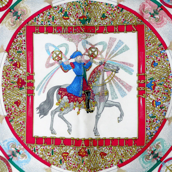 HERMES　ミニカレ スカーフFEUX D ARTIFICE（青系/花火）