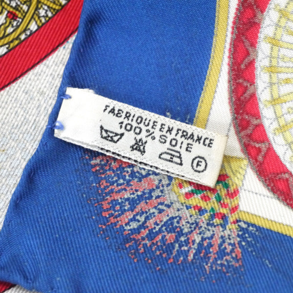 HERMES　ミニカレ スカーフFEUX D ARTIFICE（青系/花火）