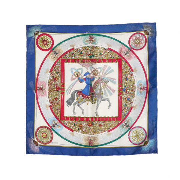 HERMES　ミニカレ スカーフFEUX D ARTIFICE（青系/花火）