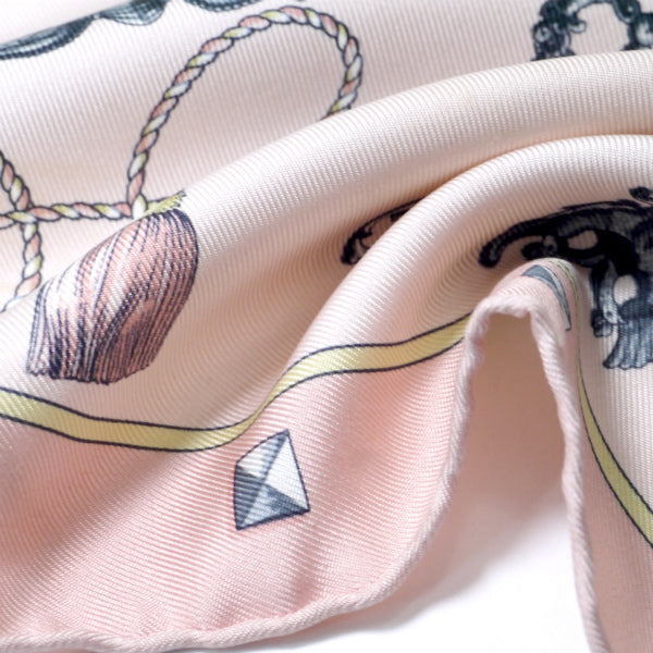 HERMES　ミニカレスカーフ　LES CLES（ピンク/鍵柄 ）