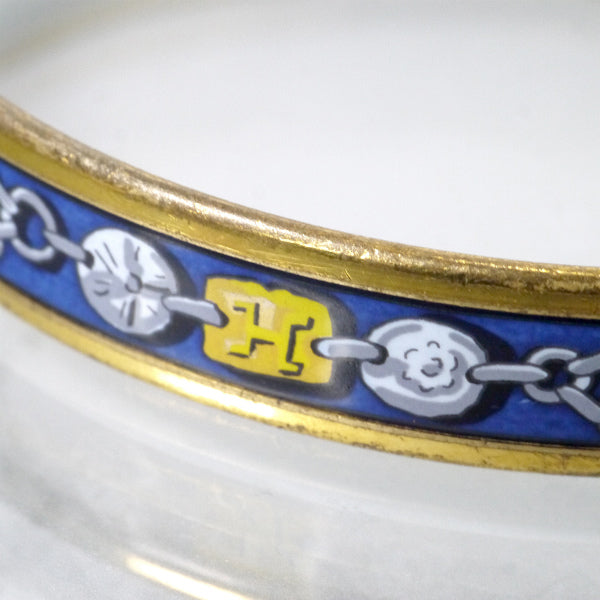 HERMES　チェーン柄 エマイユPMバングル（青系）