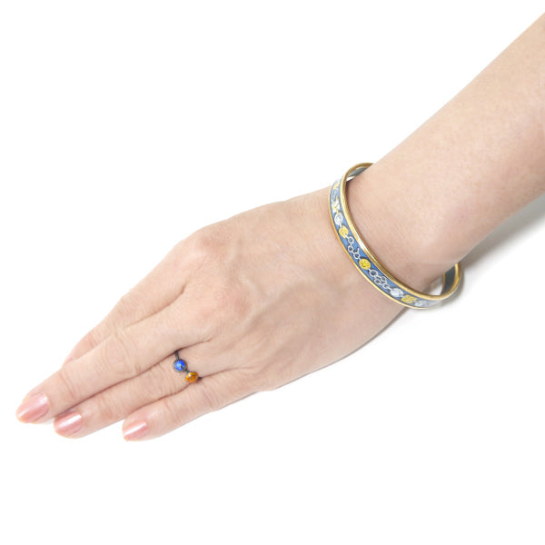 HERMES　チェーン柄 エマイユPMバングル（青系）