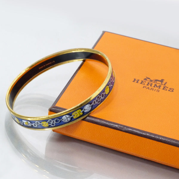 HERMES　チェーン柄 エマイユPMバングル（青系）