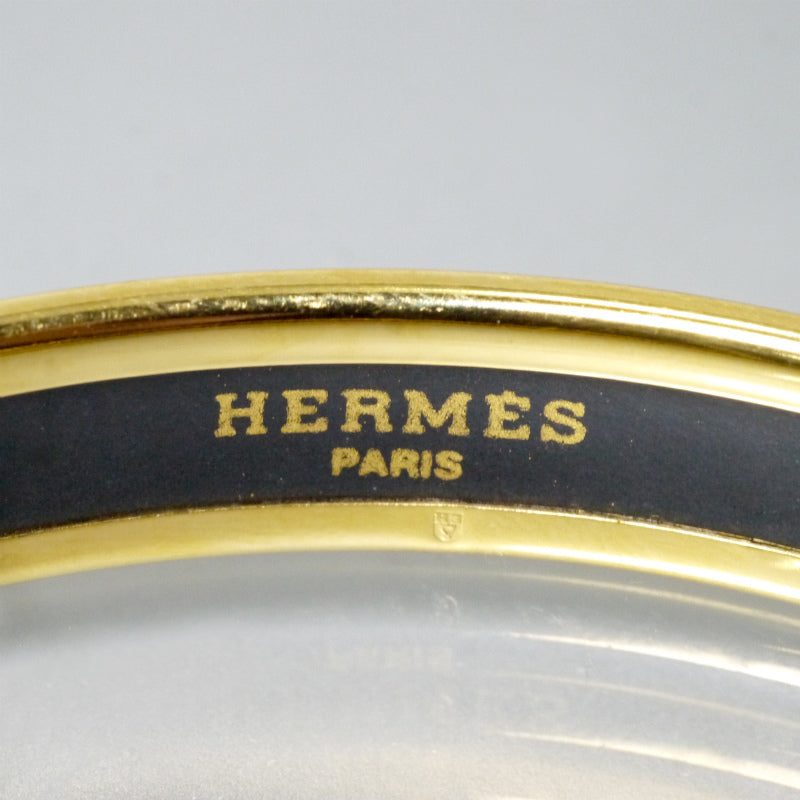 HERMES　エルメスリボン柄 エマイユPMバングル（赤系）