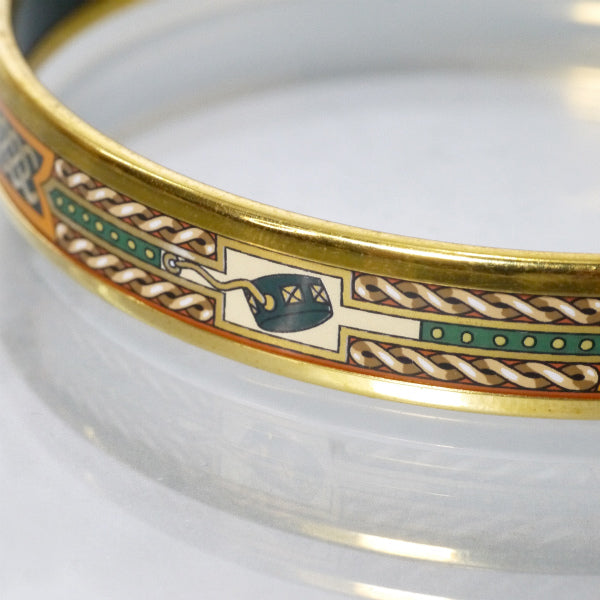 HERMES　ベルト柄 エマイユPMバングル（オレンジ系）