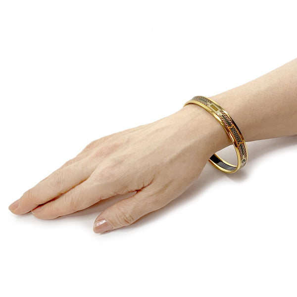 HERMES　ベルト柄 エマイユPMバングル（オレンジ系）