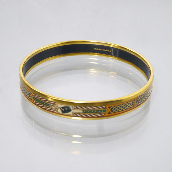 HERMES　ベルト柄 エマイユPMバングル（オレンジ系）