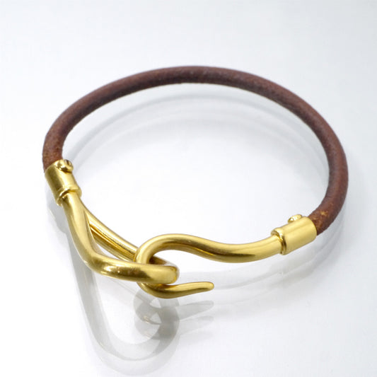 HERMES　ジャンボ レザーブレスレット（濃茶）