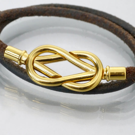 HERMES　アタメ レザーブレスレット チョーカー（濃茶）