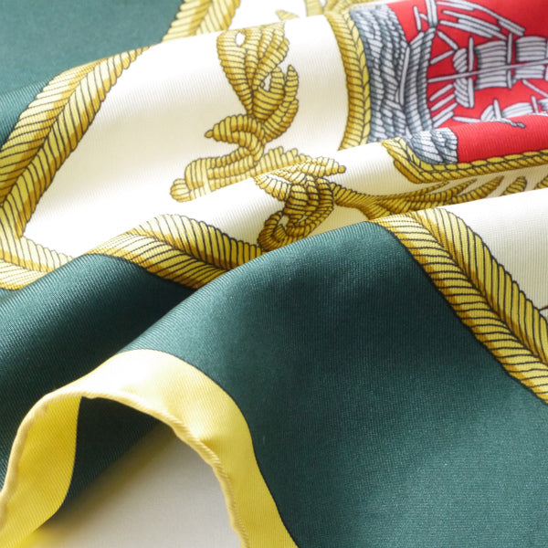 HERMES　大判カレ90スカーフ Les Armes de Paris（緑系/パリの紋章）