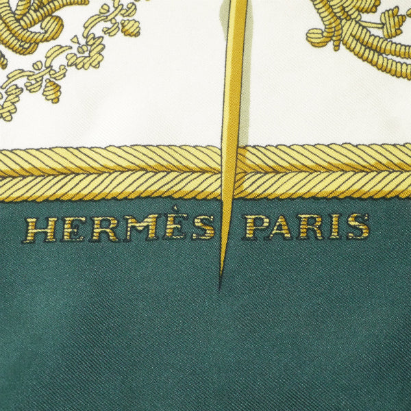 HERMES　大判カレ90スカーフ Les Armes de Paris（緑系/パリの紋章）