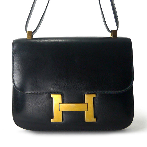 HERMES70sコンスタンス23ボックスカーフ（黒）