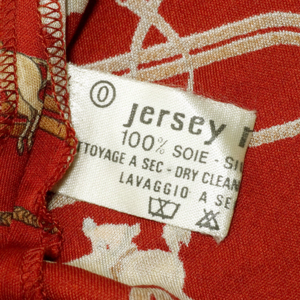 HERMES　ベルト付きシルクワンピース "JUMPING"（赤系）