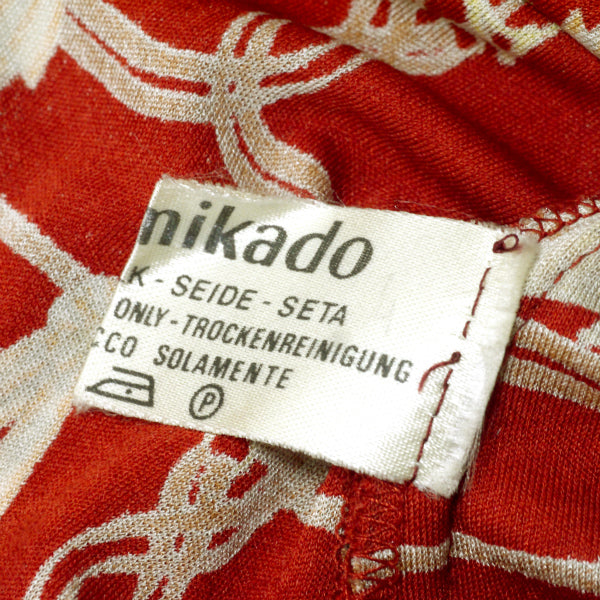 HERMES　ベルト付きシルクワンピース "JUMPING"（赤系）