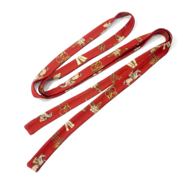 HERMES　ベルト付きシルクワンピース "JUMPING"（赤系）