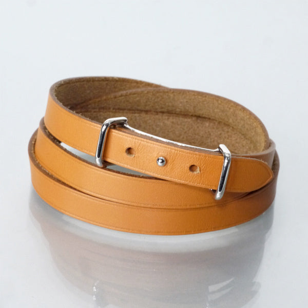 HERMES　アピ2 レザーチョーカー ロングブレス（茶/箱付き）