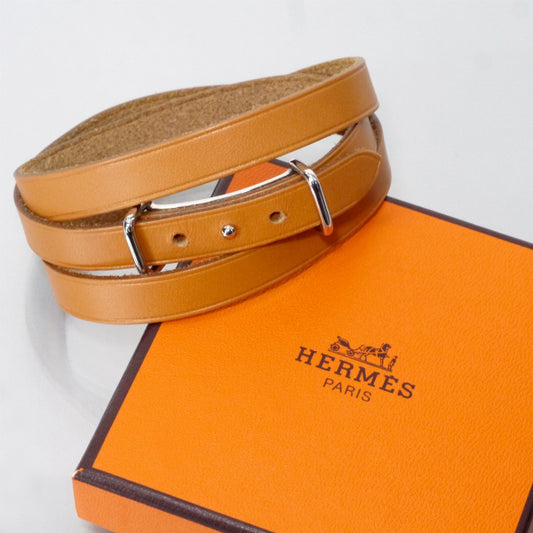 HERMES　アピ2 レザーチョーカー ロングブレス（茶/箱付き）