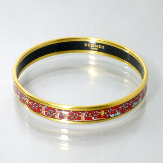 HERMES　アニマル柄エマイユPMバングル（赤系）