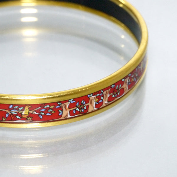 HERMES　アニマル柄エマイユPMバングル（赤系）