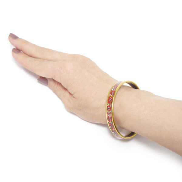 HERMES　アニマル柄エマイユPMバングル（赤系）