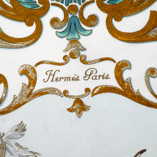 HERMES　ミニカレ スカーフCheval Turc.（水色/トルコの馬 ）
