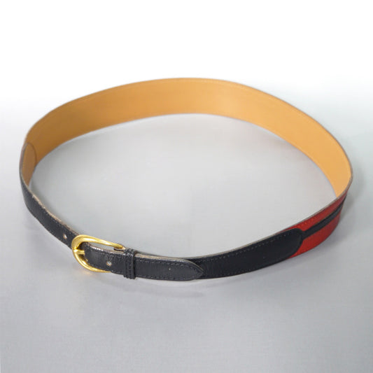 HERMES　バイカラー レザーベルト（赤×黒）