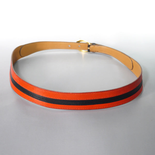 HERMES　バイカラー レザーベルト（赤×黒）