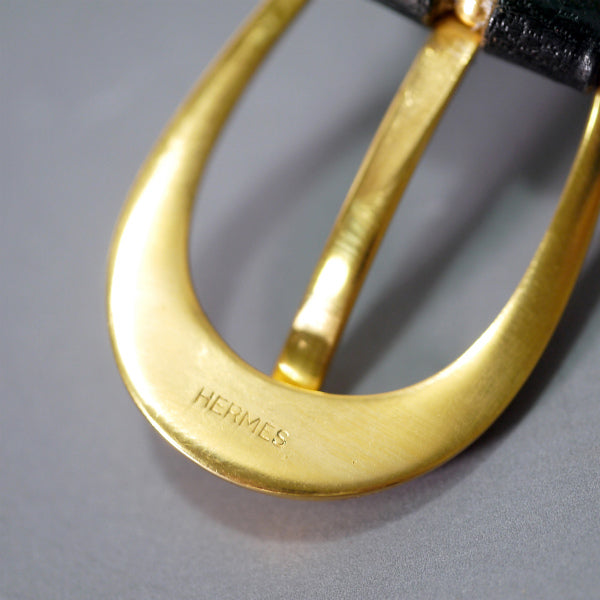 HERMES　バイカラー レザーベルト（赤×黒）