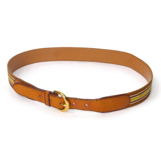 HERMES　75年製　バイカラー レザーキャンバスベルト（キャメル系）