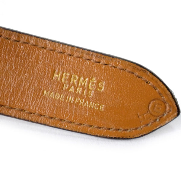 HERMES　75年製　バイカラー レザーキャンバスベルト（キャメル系）