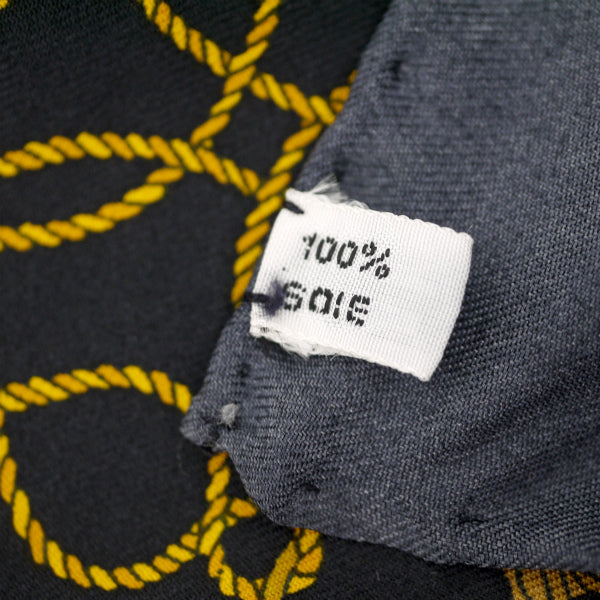 HERMES　ミニカレ ロープベルト柄スカーフ（黒系）