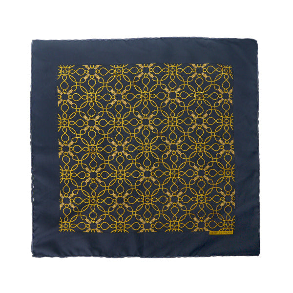 HERMES　ミニカレ ロープベルト柄スカーフ（黒系）