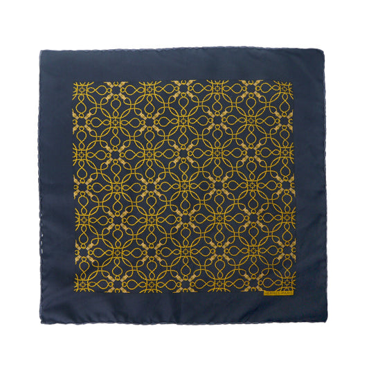 HERMES　ミニカレ ロープベルト柄スカーフ（黒系）