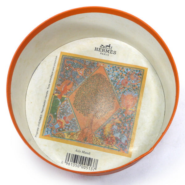 HERMES　プリーツスカーフ90"AXIS MUNDI"（橙系/世界の中心軸）