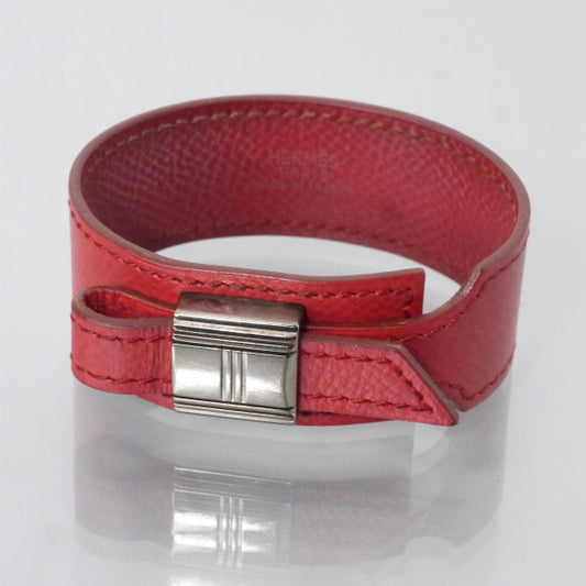 HERMES　アルテミス カデナモチーフレザーブレスレット（赤）