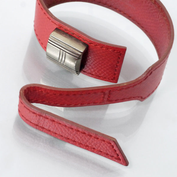 HERMES　アルテミス カデナモチーフレザーブレスレット（赤）