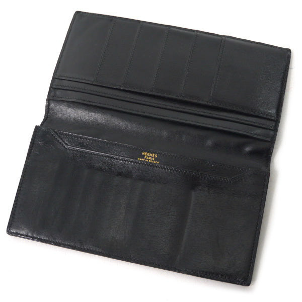HERMES　H金具カード＆札入れ長財布（黒）