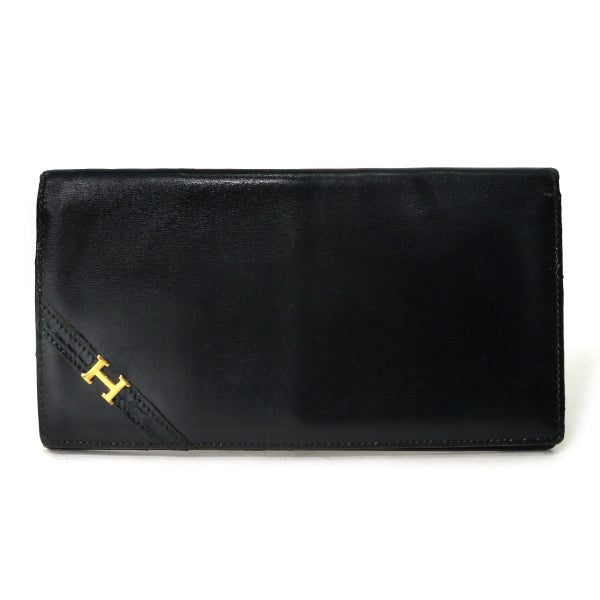 HERMES　H金具カード＆札入れ長財布（黒）