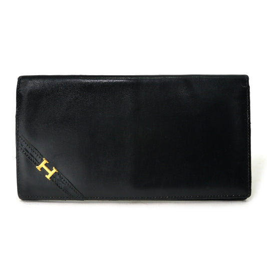 HERMES　H金具カード＆札入れ長財布（黒）