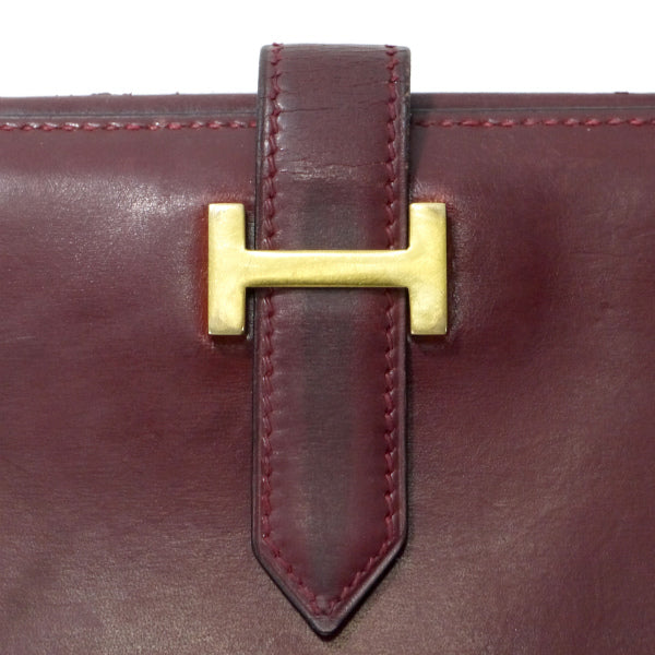 HERMES　ベアンクラシック長財布ボックスカーフ（ルージュ）
