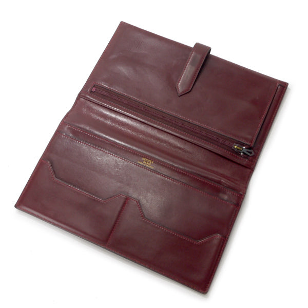 HERMES　ベアンクラシック長財布ボックスカーフ（ルージュ）