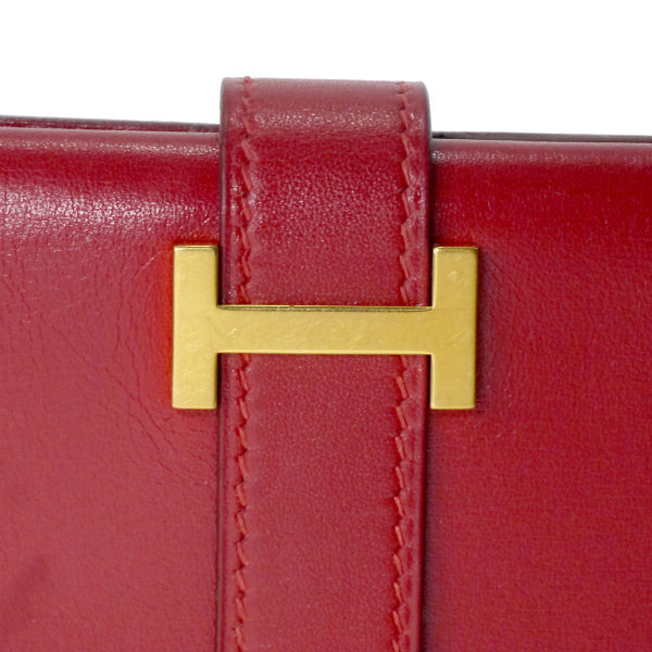 HERMES　ベアンクラシック長財布ボックスカーフ（赤）
