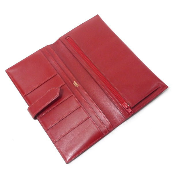HERMES　ベアンクラシック長財布ボックスカーフ（赤）