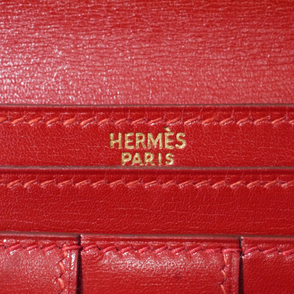 HERMES　ベアンクラシック長財布ボックスカーフ（赤）