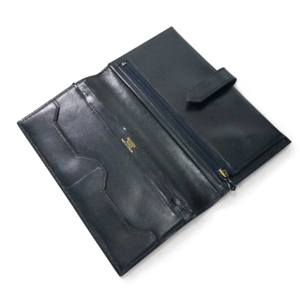 HERMES　ベアンクラシック長財布ボックスカーフ（黒）