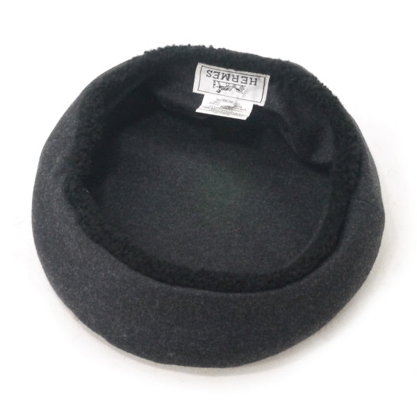 HERMES　ウールカシミヤベレー帽（ダークグレー）