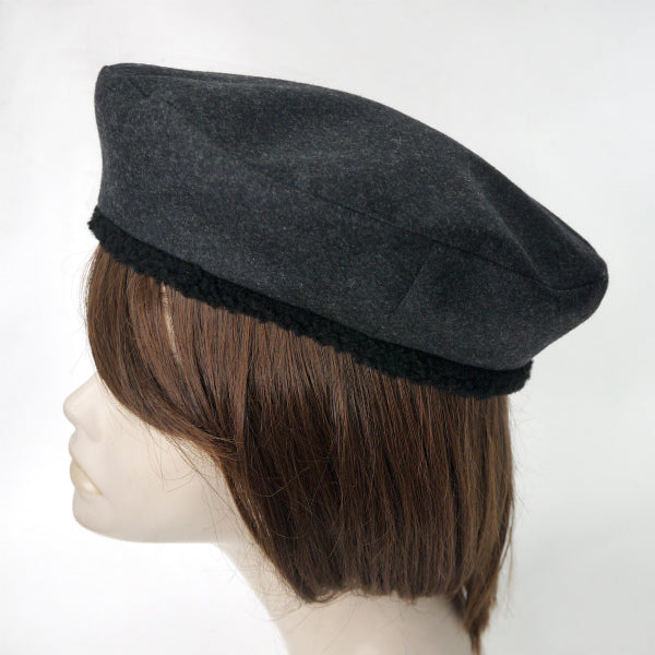 HERMES　ウールカシミヤベレー帽（ダークグレー）